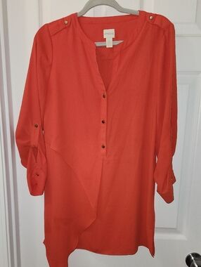 Chico's Coral Button-Front Tunic